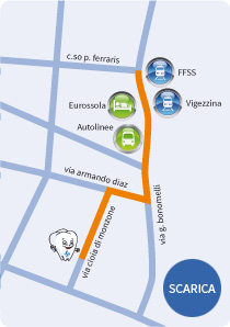 cartina percorso pedonale clinica hotel ferrovie autobus